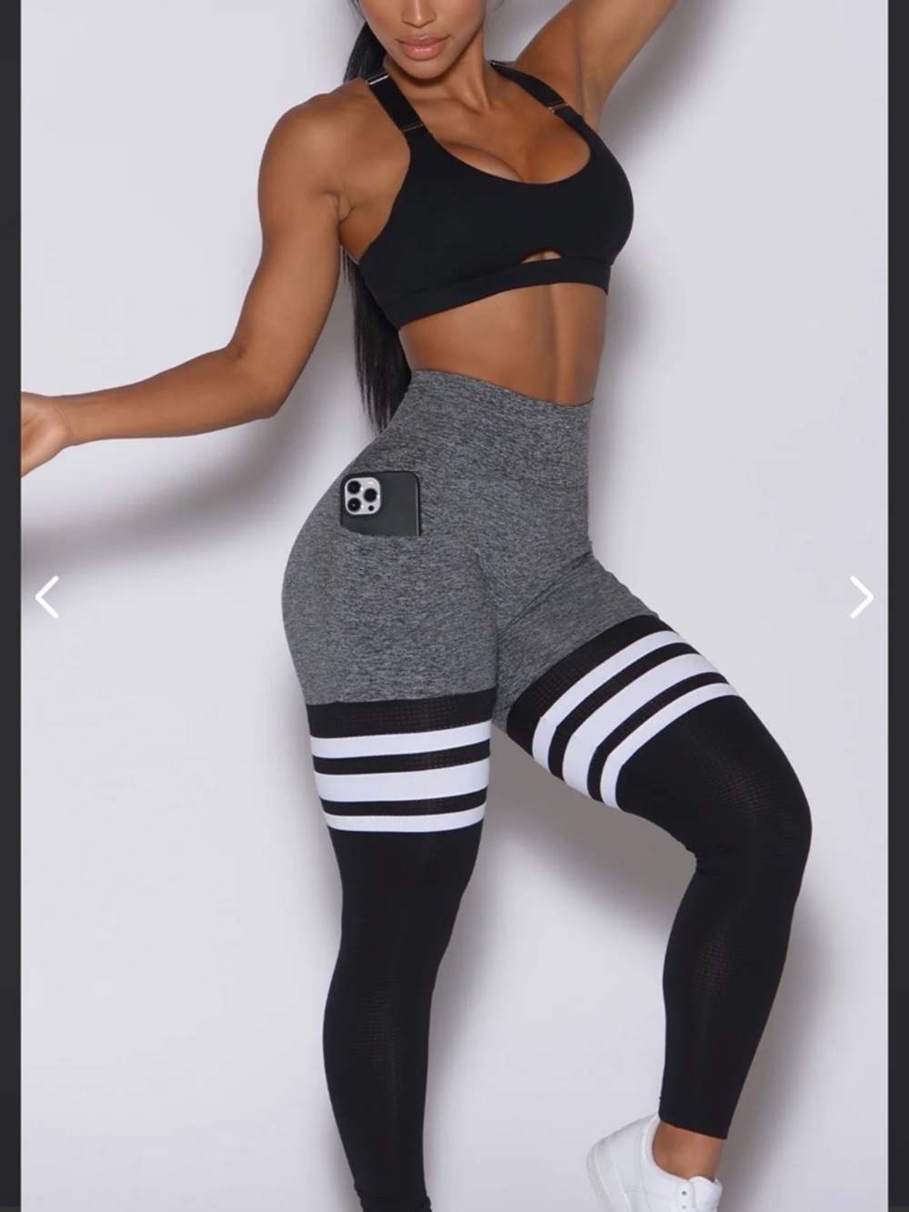 Bombshell Scrunch Thigh High Gray/Black XS